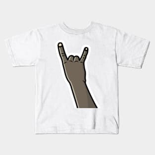 Rock Sign Hand Gesture Sticker vector illustration. People hand objects icon concept. Horns gesture grunge composition sticker vector design. Kids T-Shirt